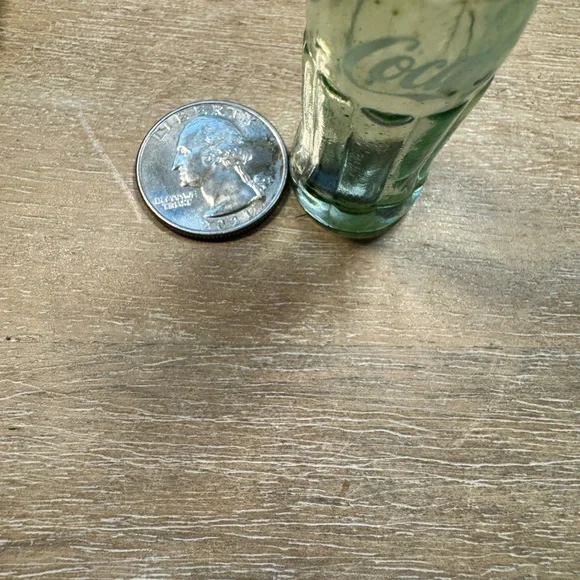 Cute Mini Coca Cola Vintage 3 inch Green Glass Bottle Metal Cap Rare - Picture 3 of 9